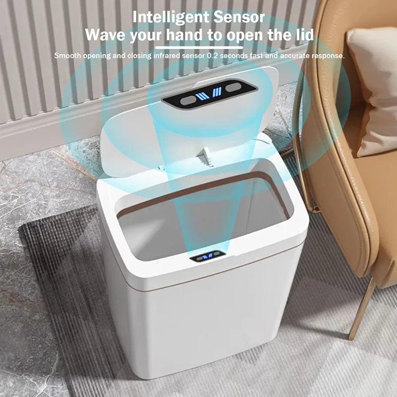 Smart Sensor Trash Can - 15L Automatic Non-Contact White Bathroom Bin