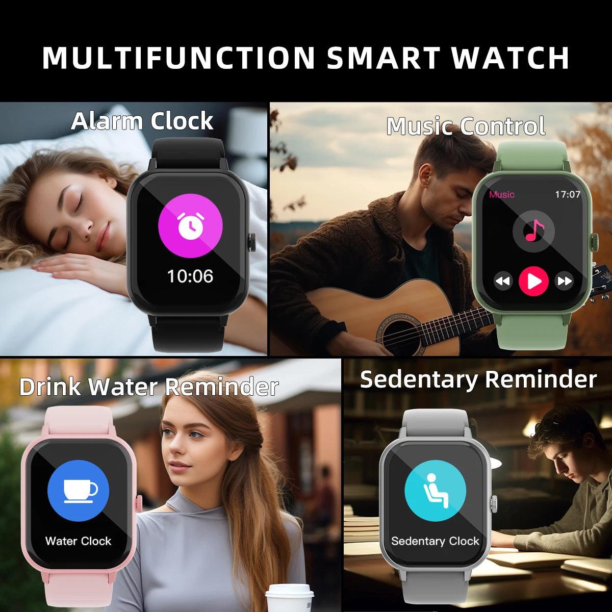 Bluetooth Smartwatch - Full Touch Sports Fitness Tracker for Men and Women