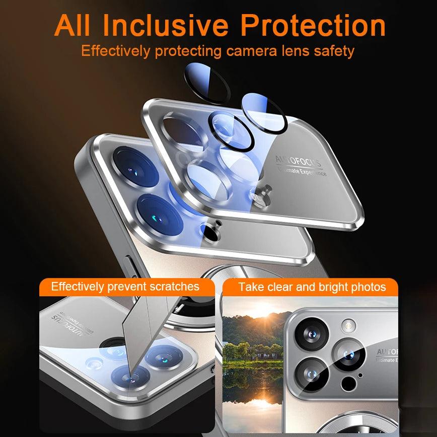 Magnetic Wireless Charging Case for iPhone 11-16 Pro Max - Shockproof with Glass Camera Lens