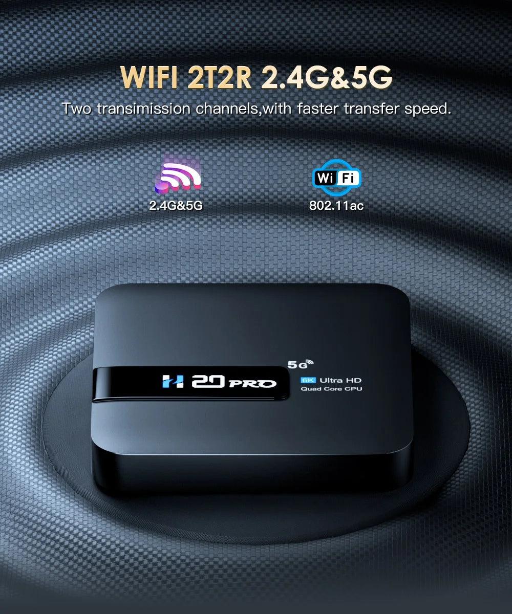 H20PRO Android TV Box - 4K Media Player Android 100 16GB Dual Band WiFi