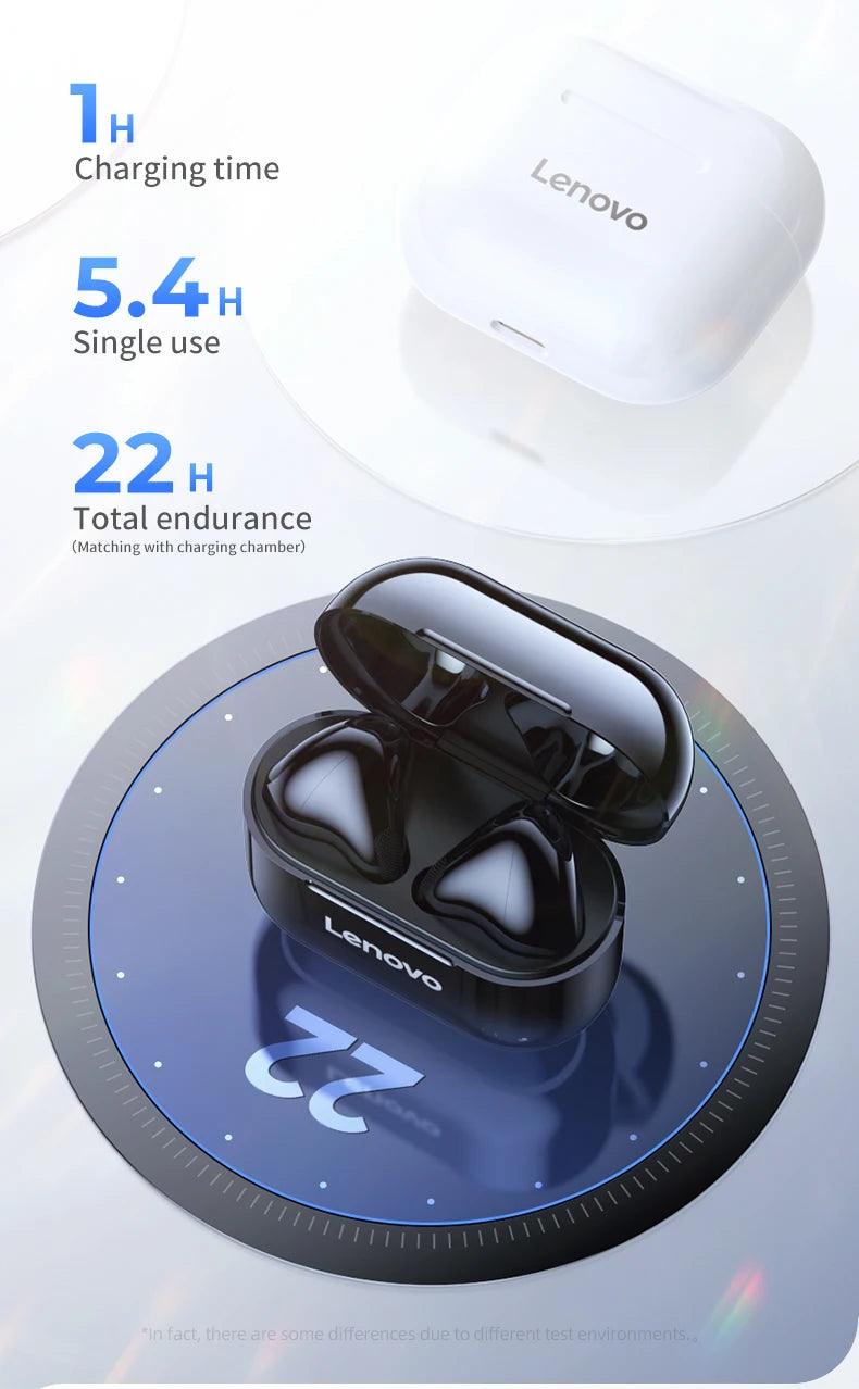 Lenovo LP40 Wireless Bluetooth Earbuds - Touch Control Gaming Headphones with HD Mic