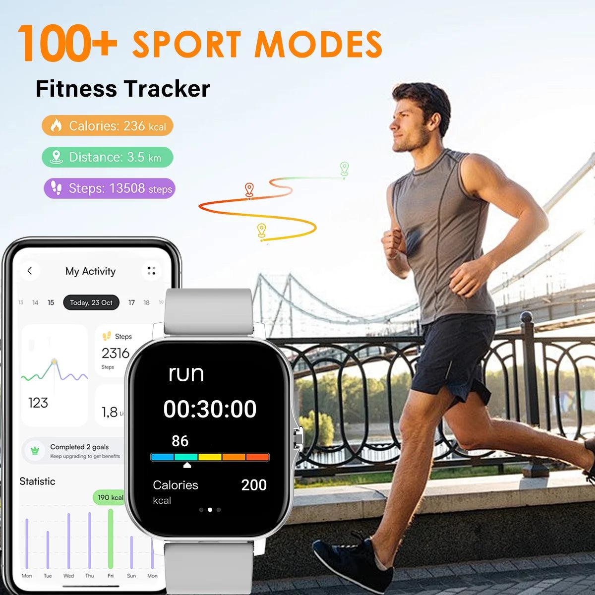 Smartwatch with Bluetooth Call - Music  Fitness Tracker for Android