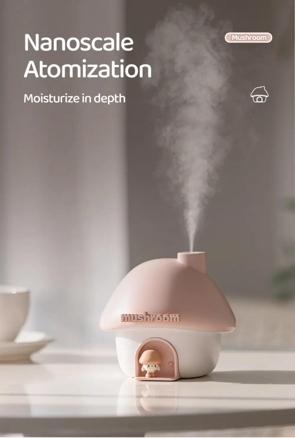 Colorful Mushroom House Humidifier - 300ml Mini Essential Oil Diffuser with Ultrasonic Technology