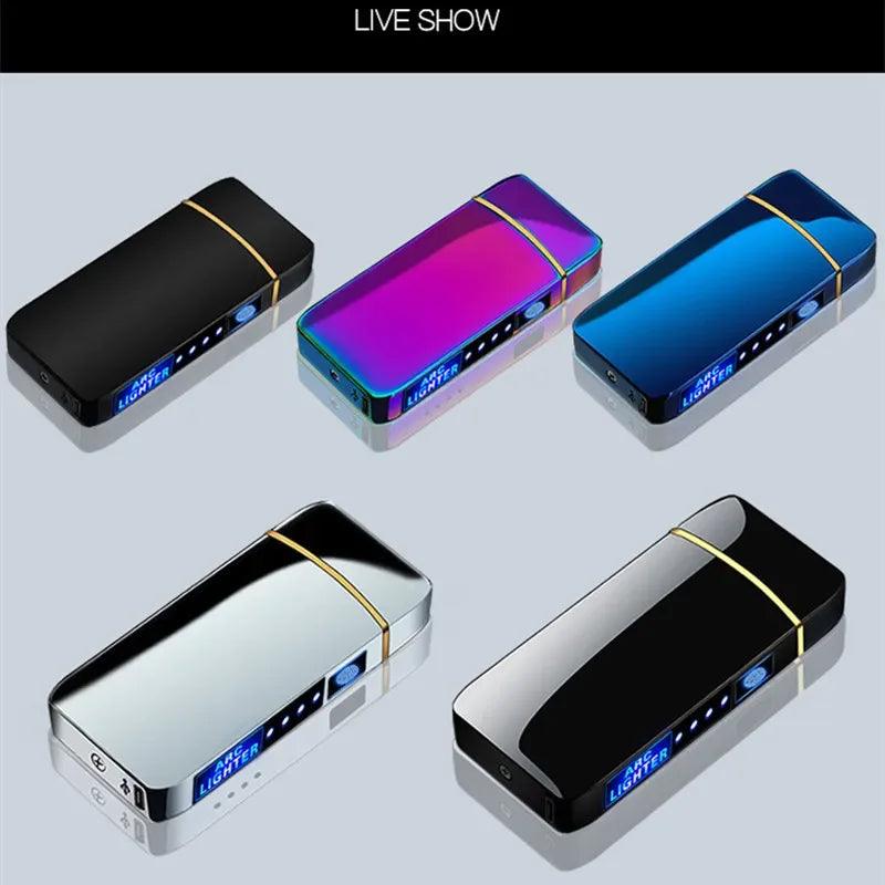 Flameless USB Plasma Lighter - Rechargeable Windproof Double Arc with LED Display