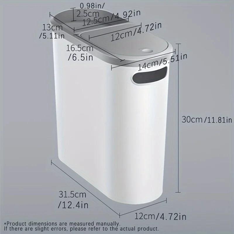 Large Capacity Silent Plastic Bathroom Garbage Bin - Space Saving Design