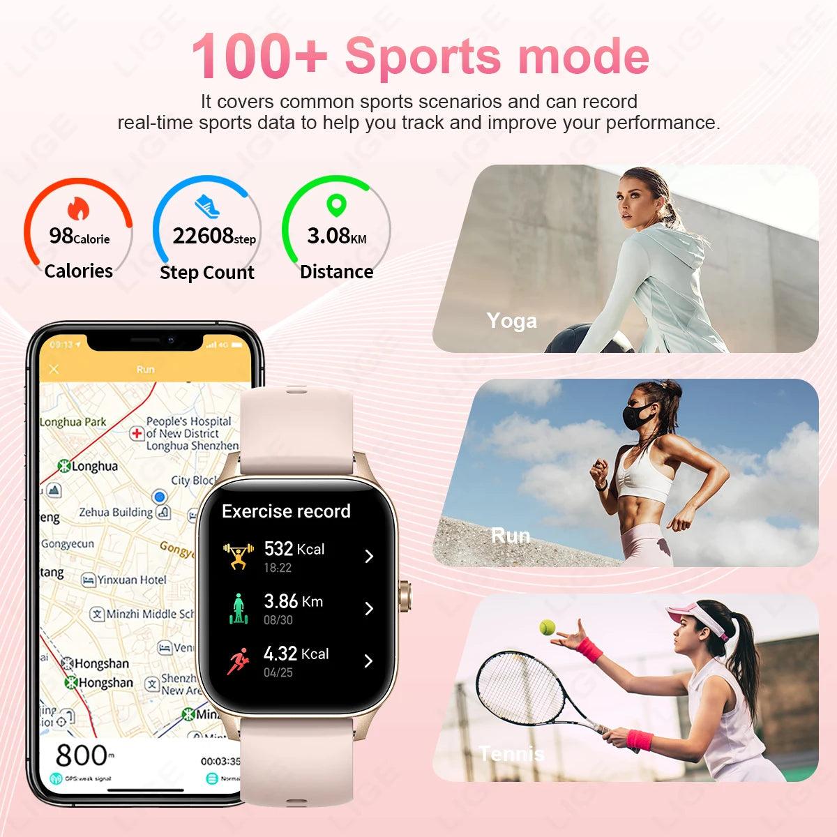 Smartwatch for Men and Women - 185 HD Display Health Monitor Bluetooth Call