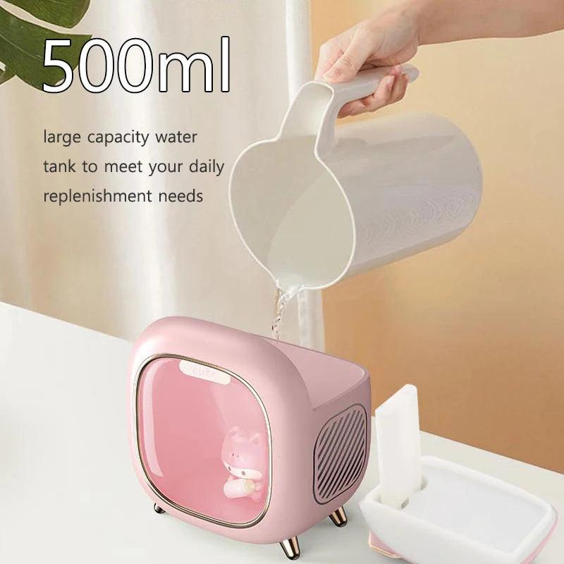 Mini USB Double Spray Humidifier - Night Light Aroma Hydration Device for Home and Bedroom