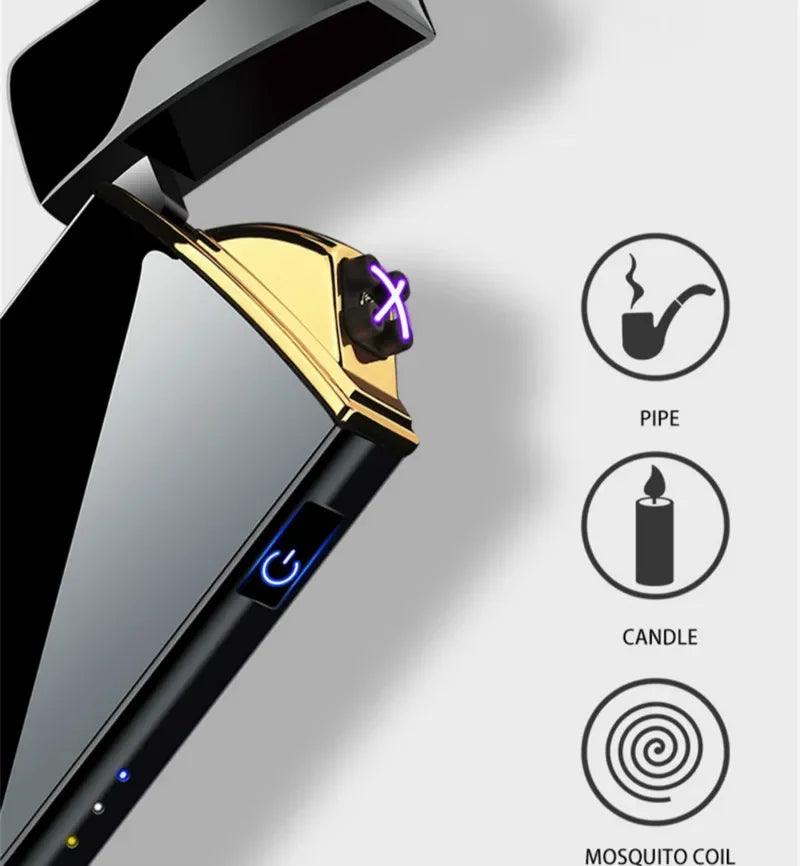 Flameless USB Plasma Lighter - Rechargeable Windproof Double Arc with LED Display