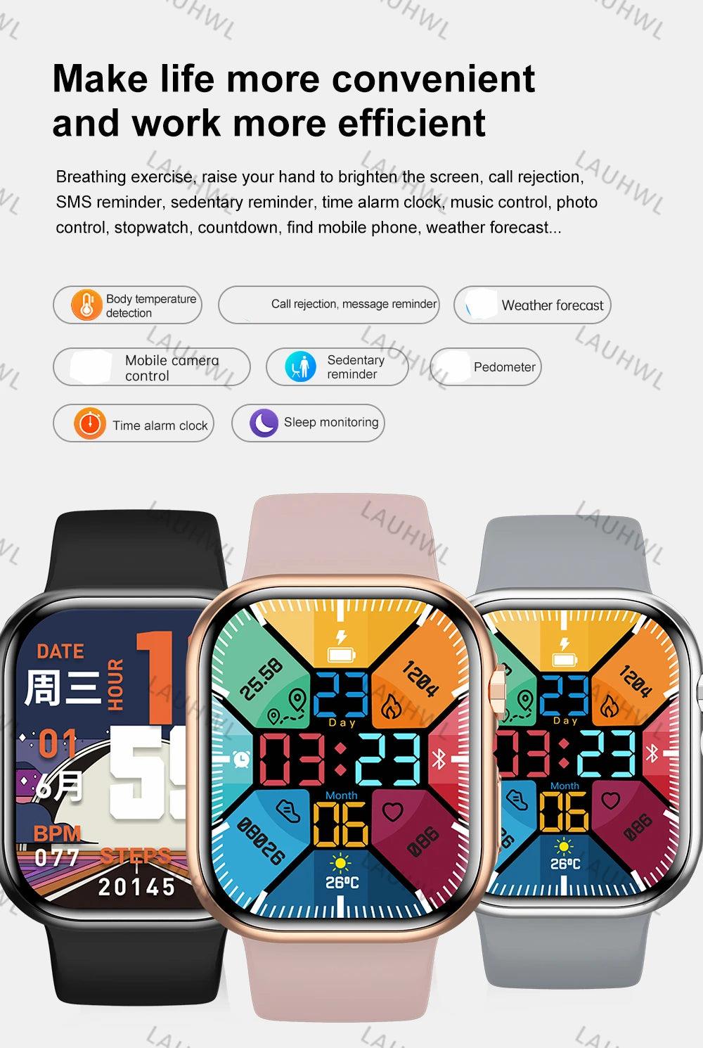 Smart Watch Series 9 - HD Fitness Tracker with Heart Rate  Blood Pressure Monitor