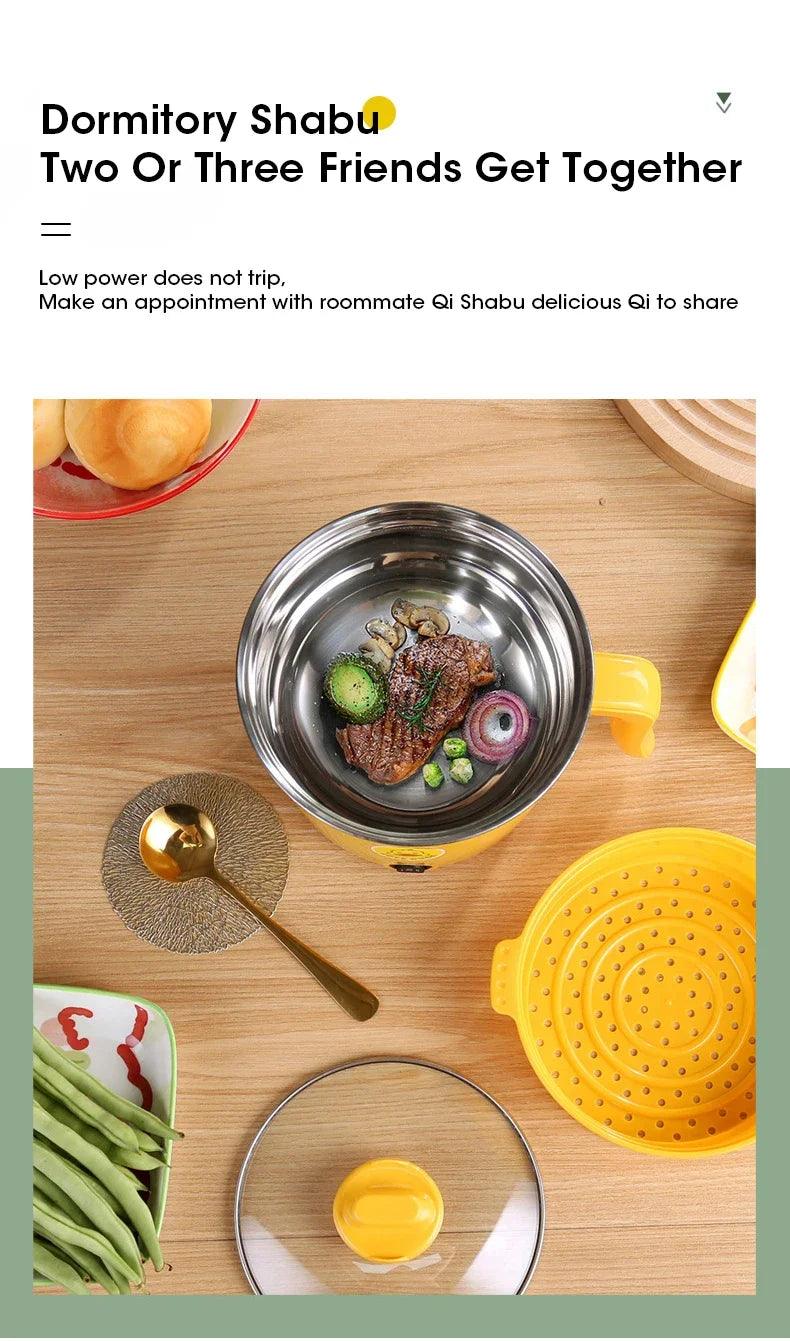 Mini Electric Hot Pot - 18L Multifunctional Stainless Steel Cooker for Noodles and Dorm Use