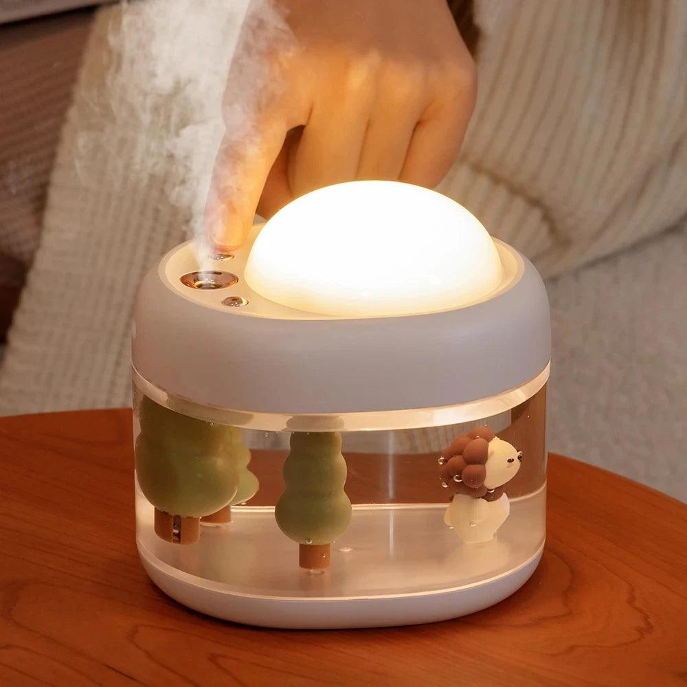 USB Ultrasonic Humidifier - Portable 2000mAh Air Moisturizer with Projector Light