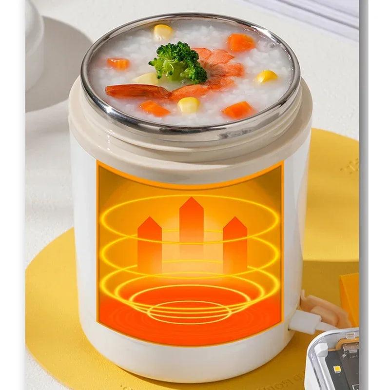 Portable Electric Food Heater - 600ML USB Stainless Steel Lunch Box Warmer 5V 12V 24V