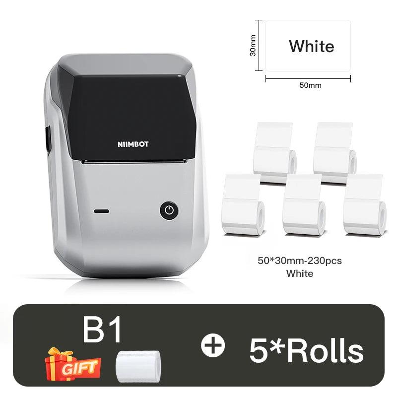 Portable Thermal Label Printer - NIIMBOT B1 Mini Bluetooth Adhesive Sticker Maker