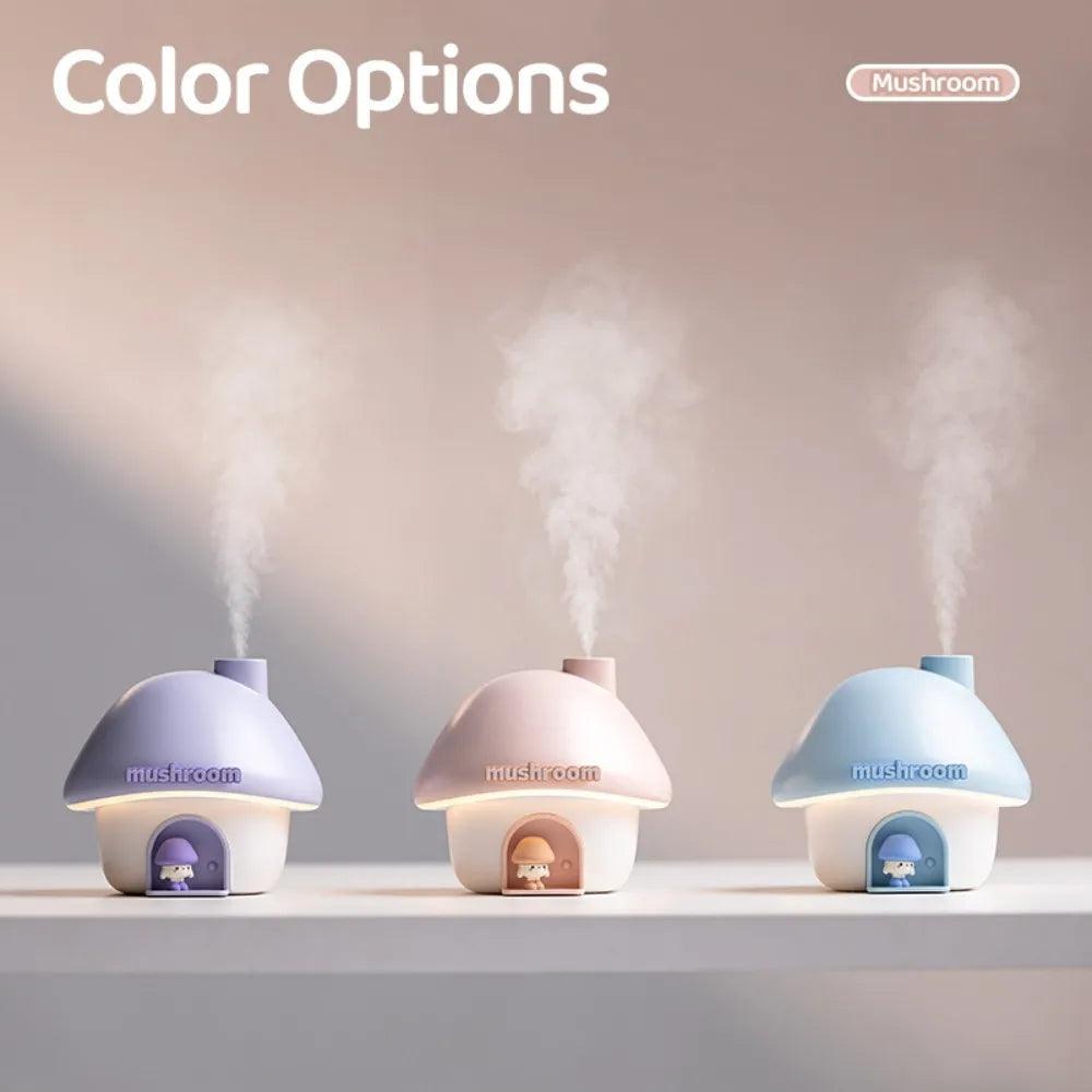 Colorful Mushroom House Humidifier - 300ml Mini Essential Oil Diffuser with Ultrasonic Technology