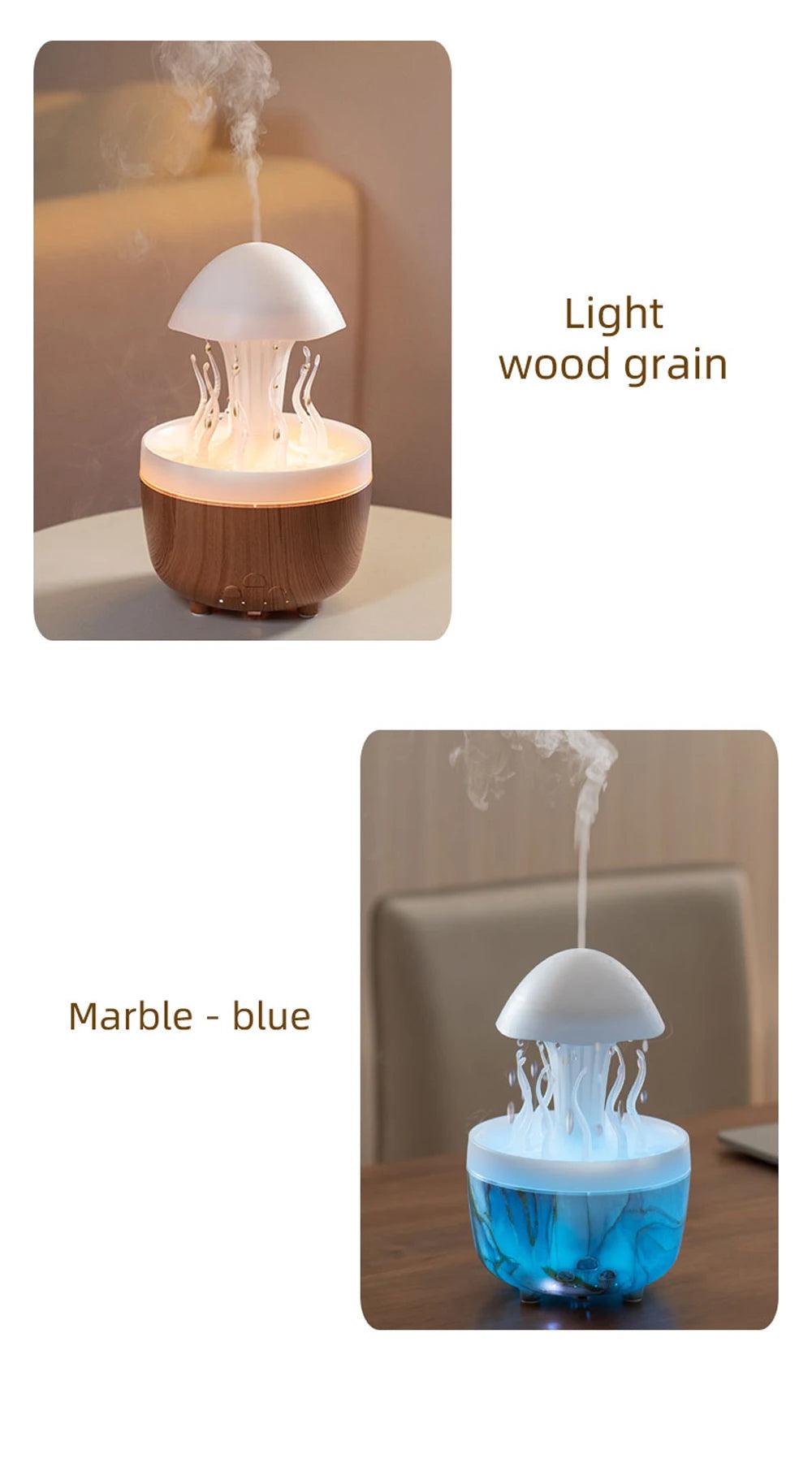 Aromatherapy Humidifier with Rotating Raindrop Light - Essential Oil Diffuser