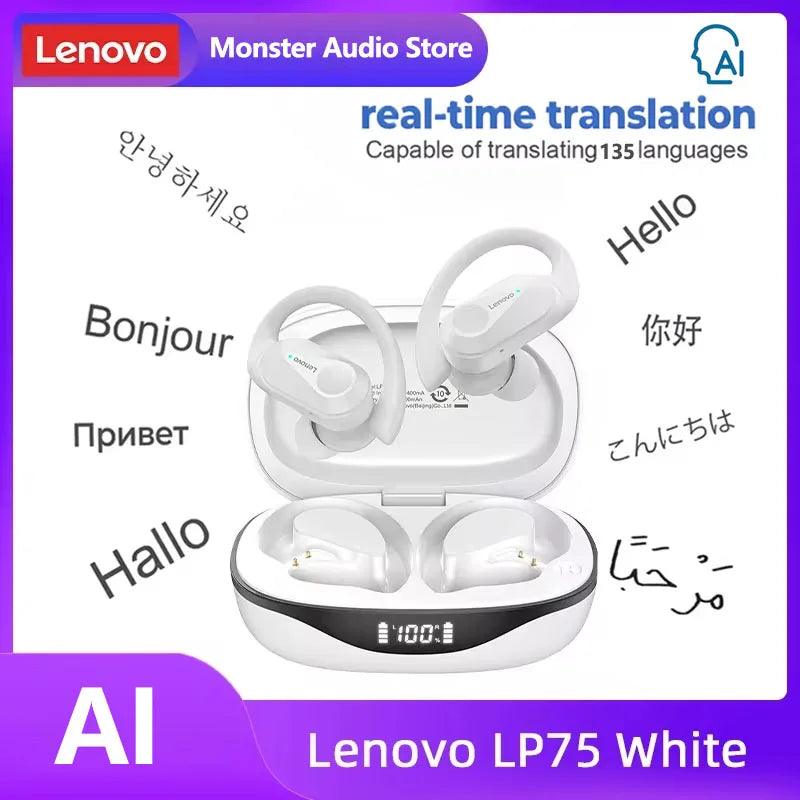 Lenovo LP75 TWS Bluetooth 53 Headphones - Wireless LED Display Noise Reduction Waterproof