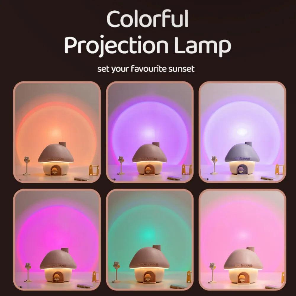 Colorful Mushroom House Humidifier - 300ml Mini Essential Oil Diffuser with Ultrasonic Technology