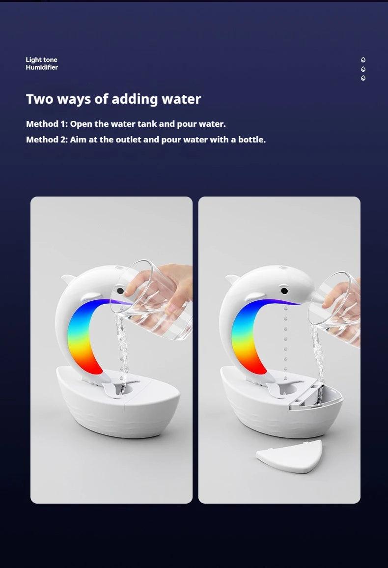 Dolphin Bluetooth Speaker Humidifier - Colorful Anti-Gravity Water Light Decor