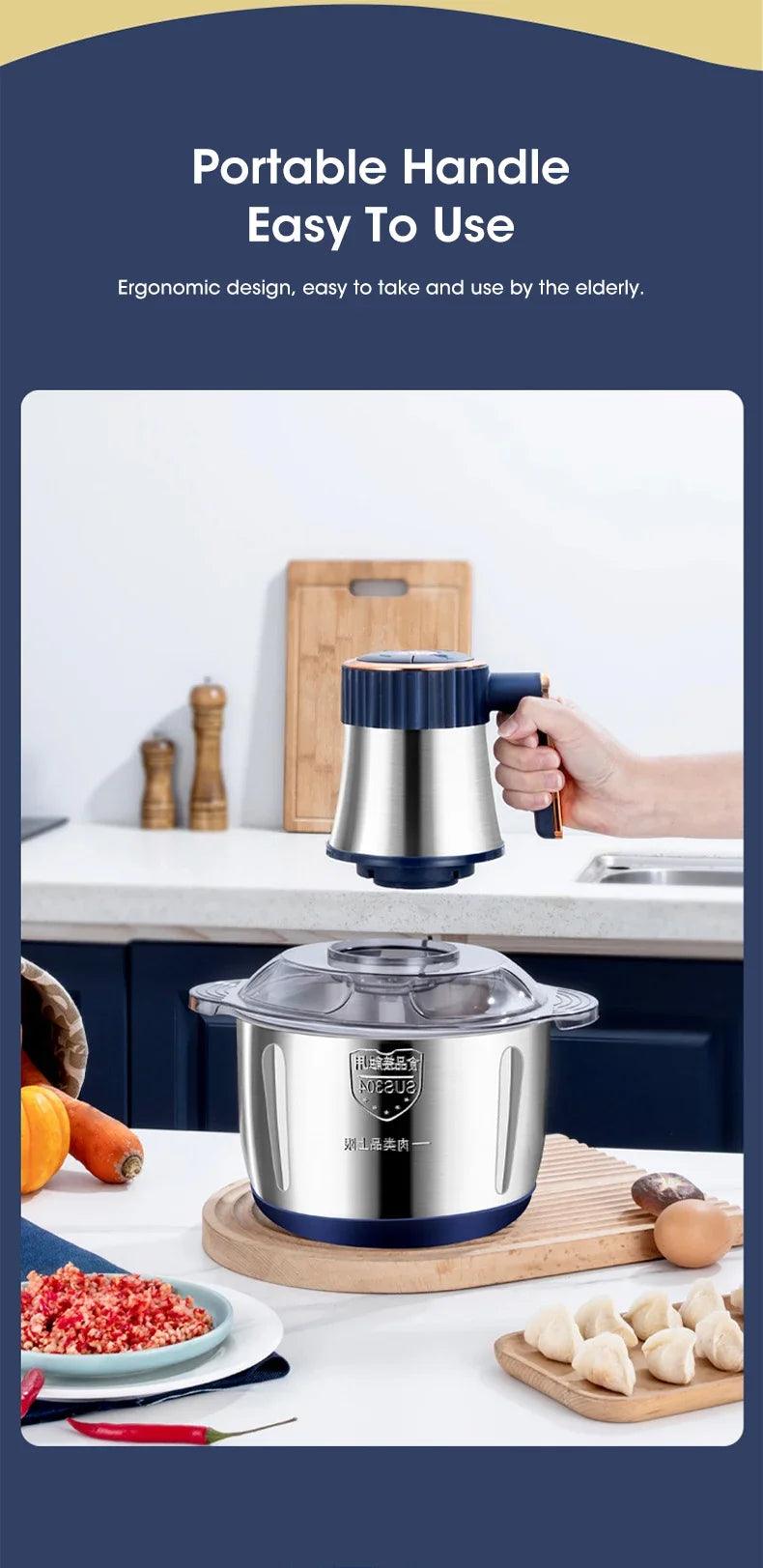 Electric Meat Grinder - 304 Stainless Steel Multi-Function Food Chopper  Blender