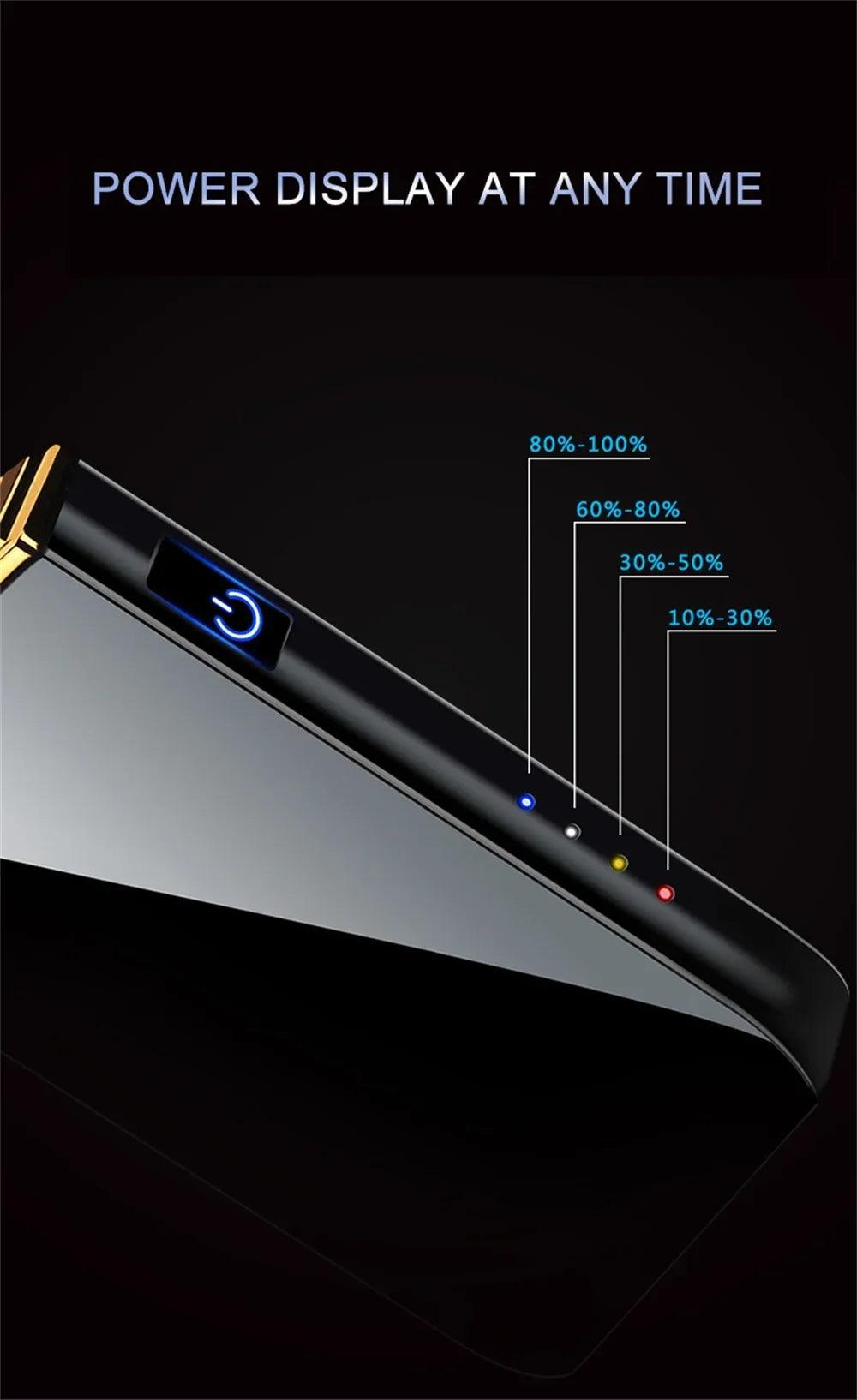 Flameless USB Plasma Lighter - Rechargeable Windproof Double Arc with LED Display