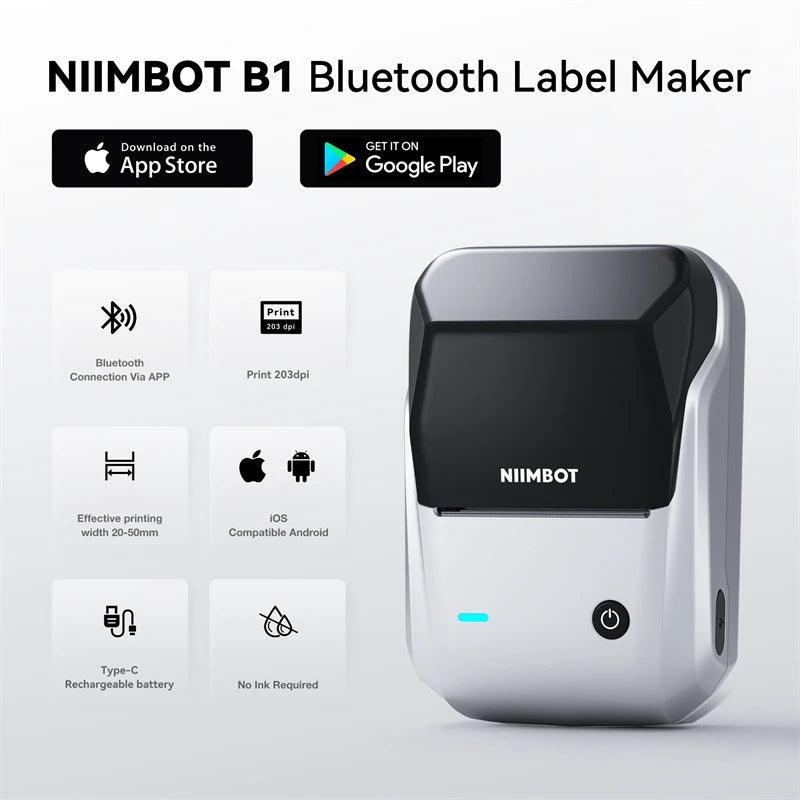 Portable Thermal Label Printer - NIIMBOT B1 Mini Bluetooth Adhesive Sticker Maker