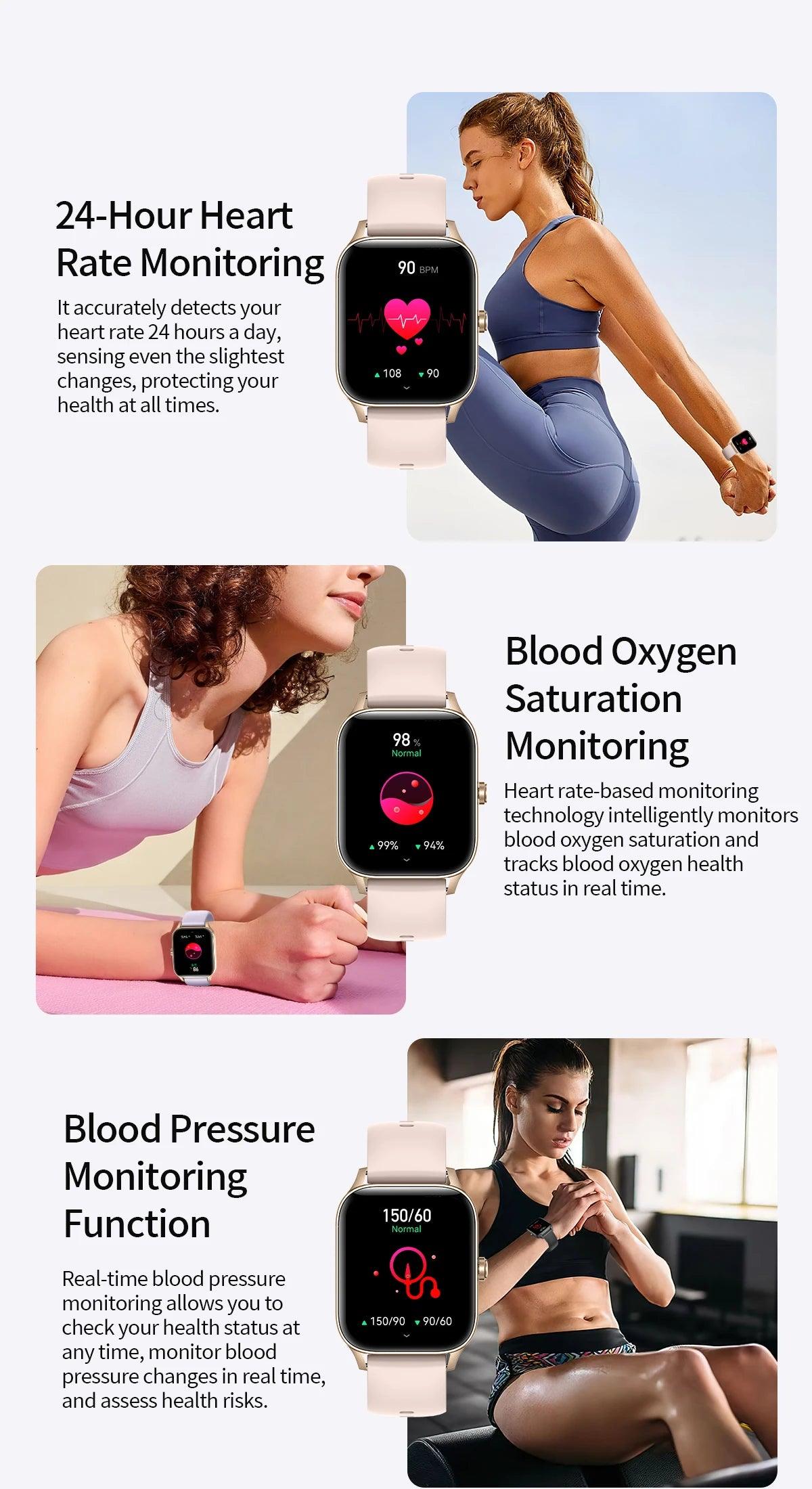 Smartwatch for Men and Women - 185 HD Display Health Monitor Bluetooth Call