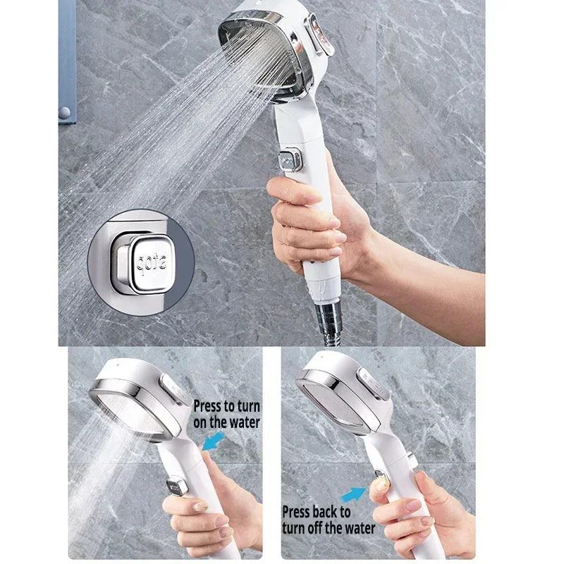 High Pressure Water Saving Shower Head - 3 Modes Adjustable Massage Sprayer