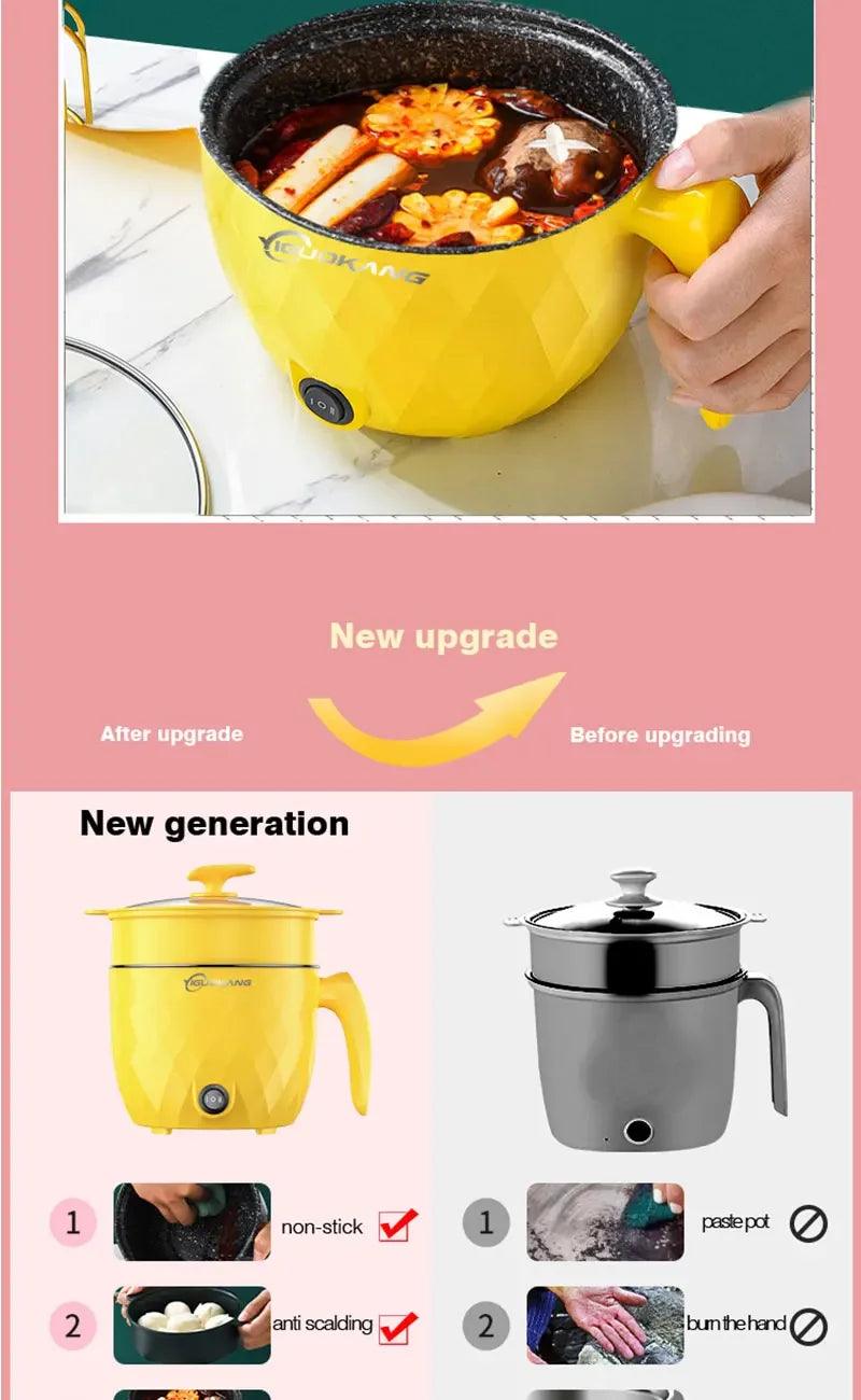 Mini Electric Rice Cooker - Portable Non-Stick Multicooker for Home and Kitchen