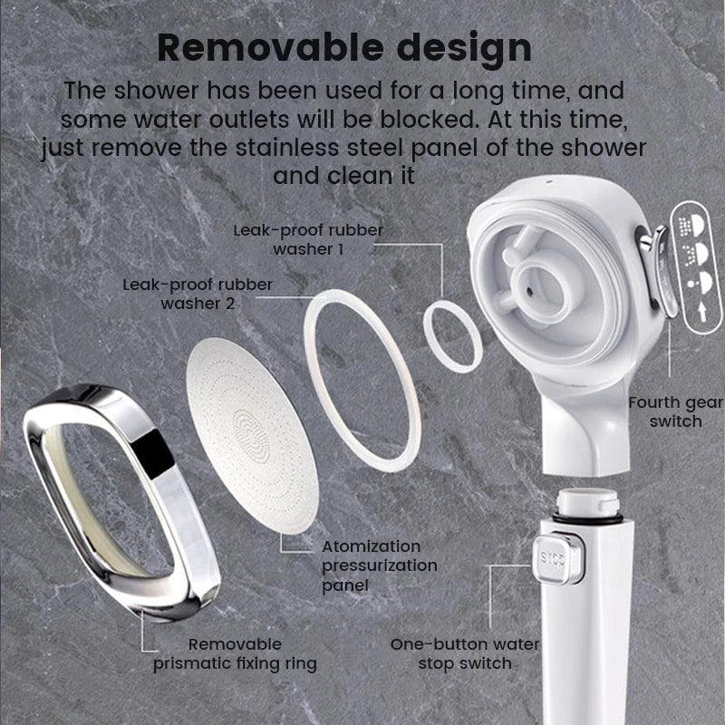 High Pressure Water Saving Shower Head - 3 Modes Adjustable Massage Sprayer