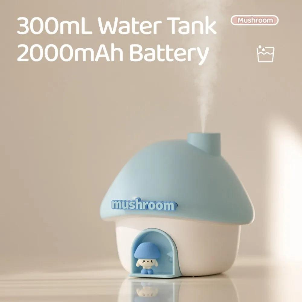 Colorful Mushroom House Humidifier - 300ml Mini Essential Oil Diffuser with Ultrasonic Technology