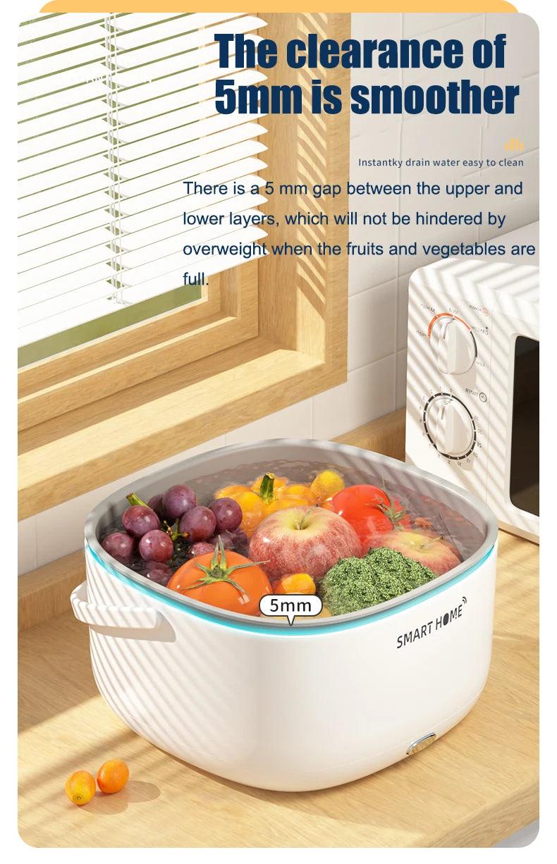 Ultrasonic Fruit and Vegetable Washing Machine - Large Capacity Food Purifier