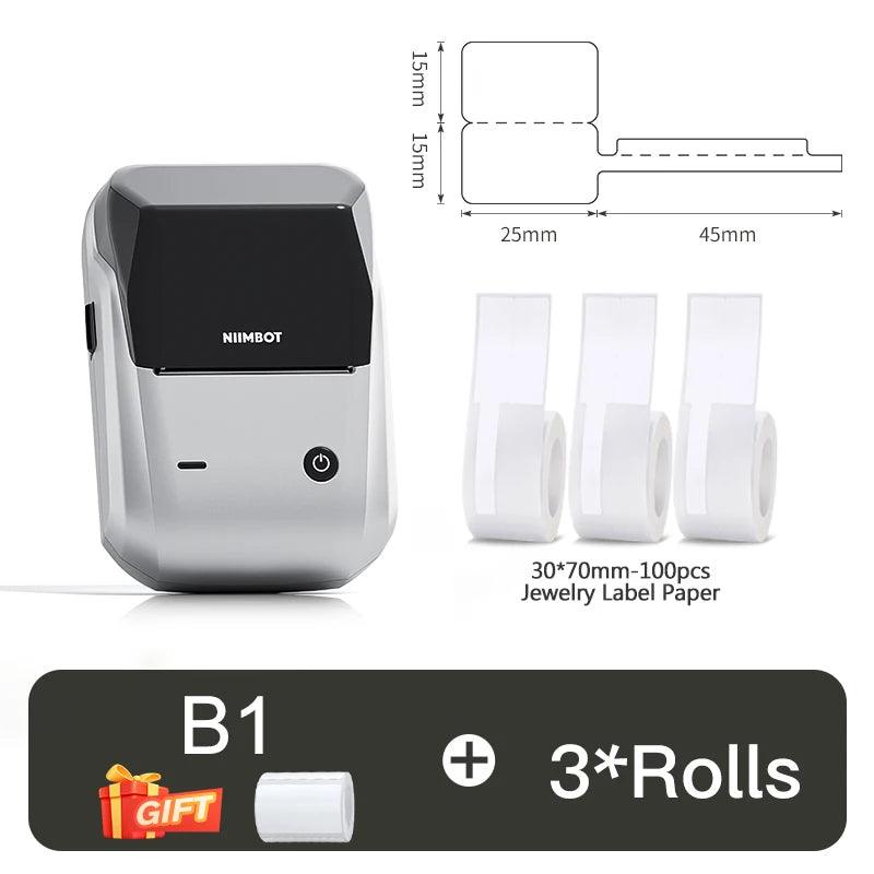 Portable Thermal Label Printer - NIIMBOT B1 Mini Bluetooth Adhesive Sticker Maker