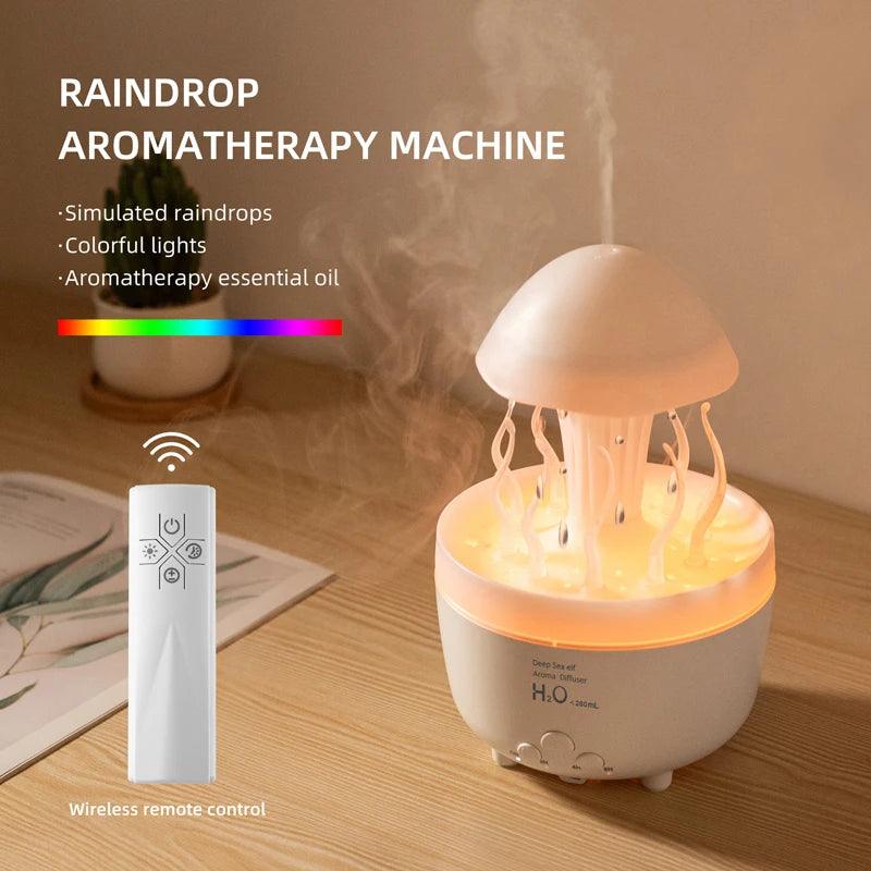 Aromatherapy Humidifier with Rotating Raindrop Light - Essential Oil Diffuser