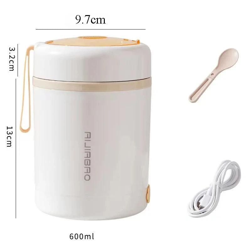 Portable Electric Food Heater - 600ML USB Stainless Steel Lunch Box Warmer 5V 12V 24V