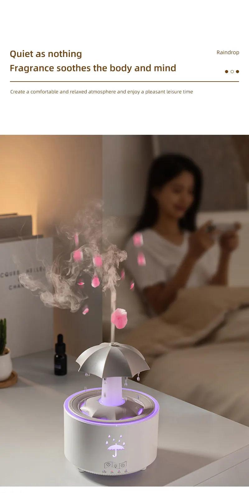 Creative Raindrop Humidifier  Aroma Diffuser with Colorful Light