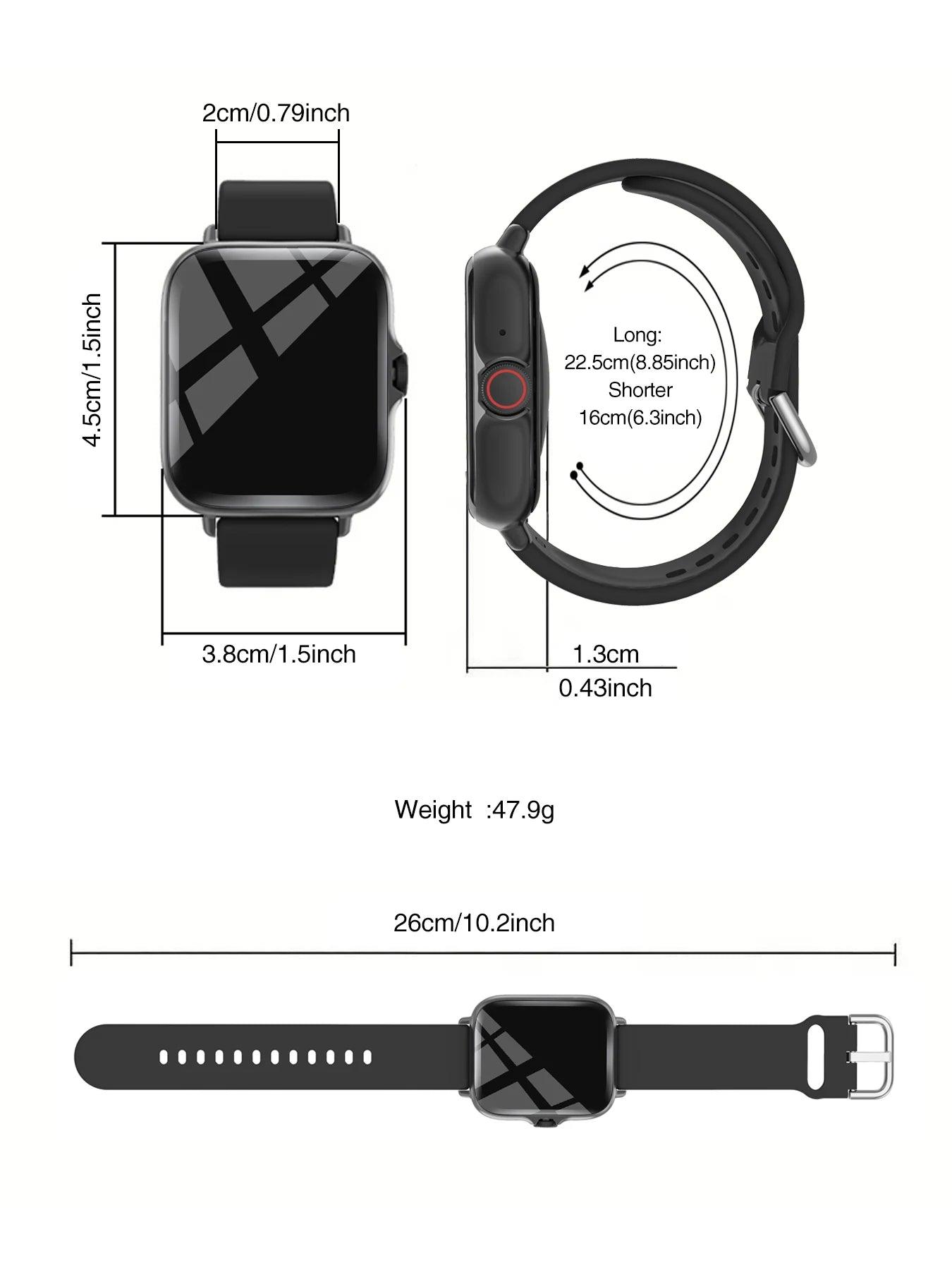 Smart Watch - Full Touch Screen with Call Message Sleep Monitor and Pedometer Features