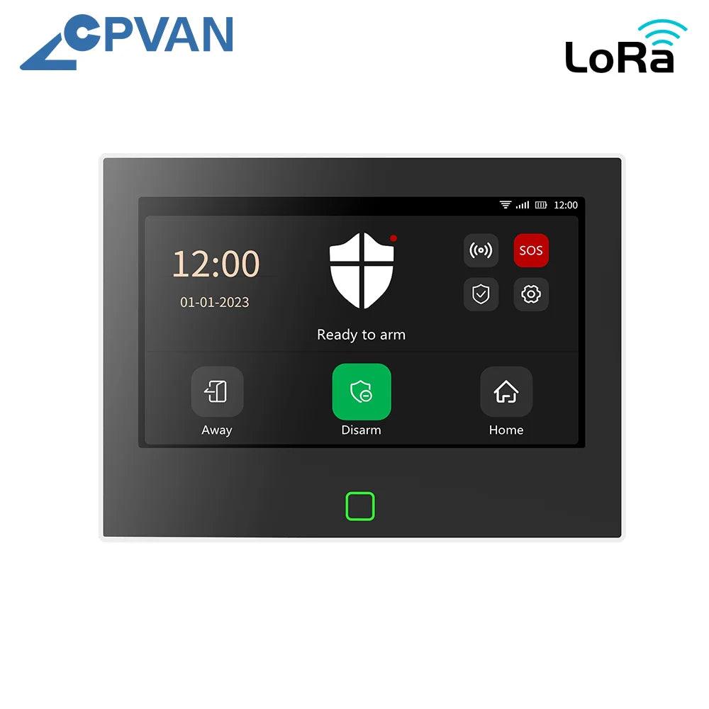 Wireless WiFi 4G Home Alarm System - CPVAN LoRo Security Kit with 7 Display  5000mAh Battery