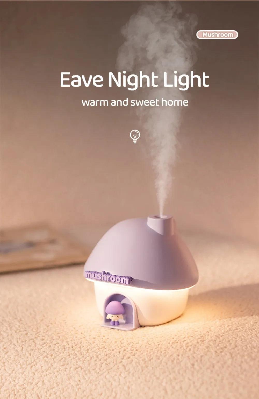 Colorful Mushroom House Humidifier - 300ml Mini Essential Oil Diffuser with Ultrasonic Technology