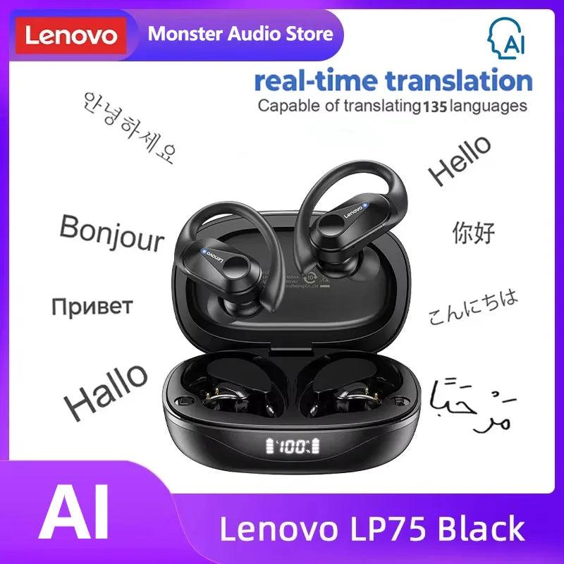 Lenovo LP75 TWS Bluetooth 53 Headphones - Wireless LED Display Noise Reduction Waterproof