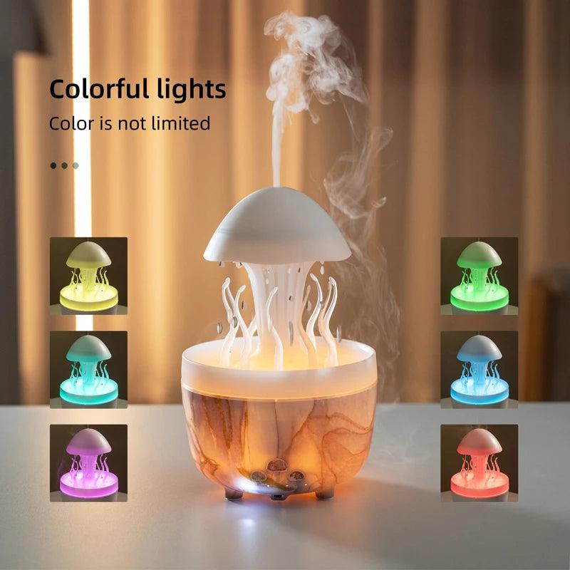 Aromatherapy Humidifier with Rotating Raindrop Light - Essential Oil Diffuser