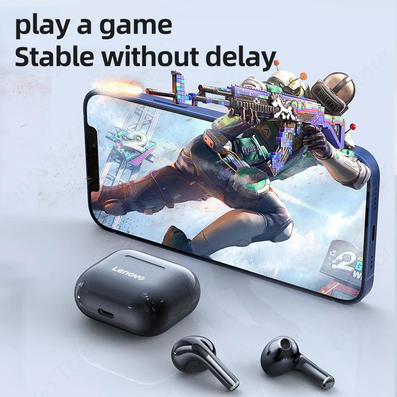 Lenovo LP40 Wireless Bluetooth Earbuds - Touch Control Gaming Headphones with HD Mic