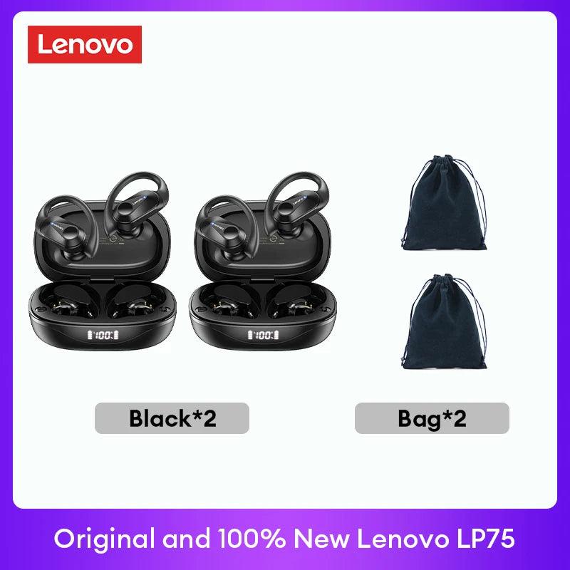 Lenovo LP75 TWS Bluetooth 53 Headphones - Wireless LED Display Noise Reduction Waterproof