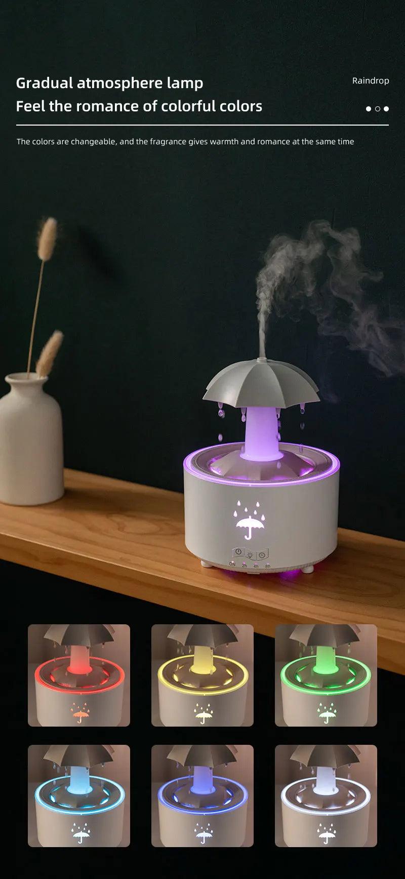 Creative Raindrop Humidifier  Aroma Diffuser with Colorful Light