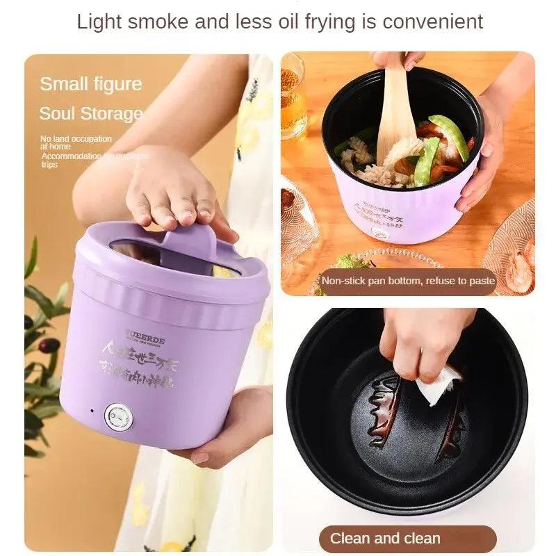 Multifunctional Mini Electric Cooker - Non-Stick Hot Pot Rice Cooker  Frying Pan