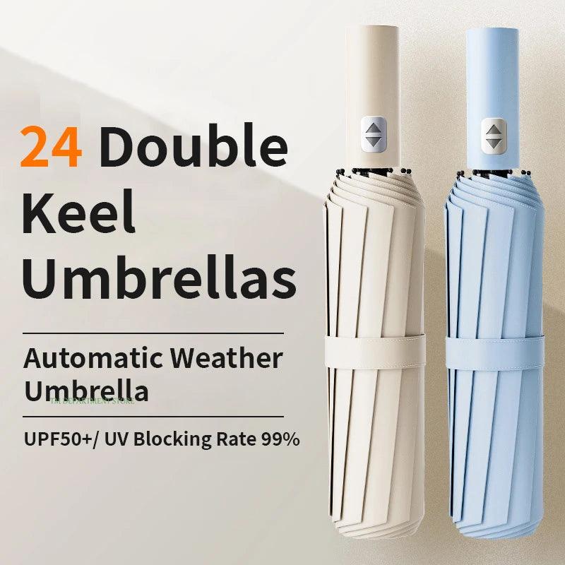 Large Automatic Windproof Umbrella - Anti-UV Travel Rain Umbrella for Men Women - STOREBLITZ