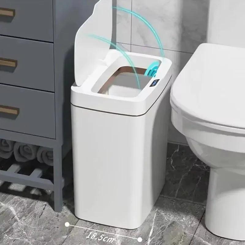 Smart Sensor Trash Can - 15L Automatic Non-Contact White Bathroom Bin