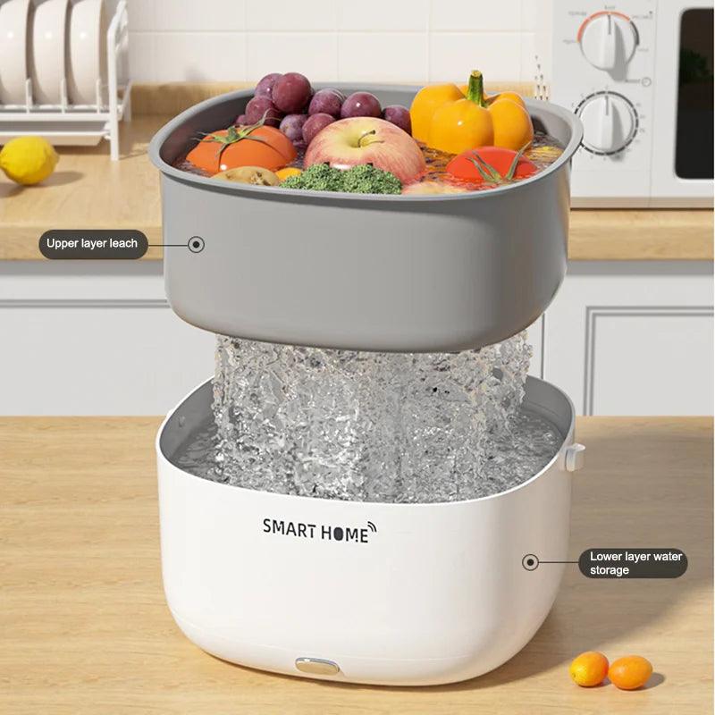 Ultrasonic Fruit and Vegetable Washing Machine - Large Capacity Food Purifier