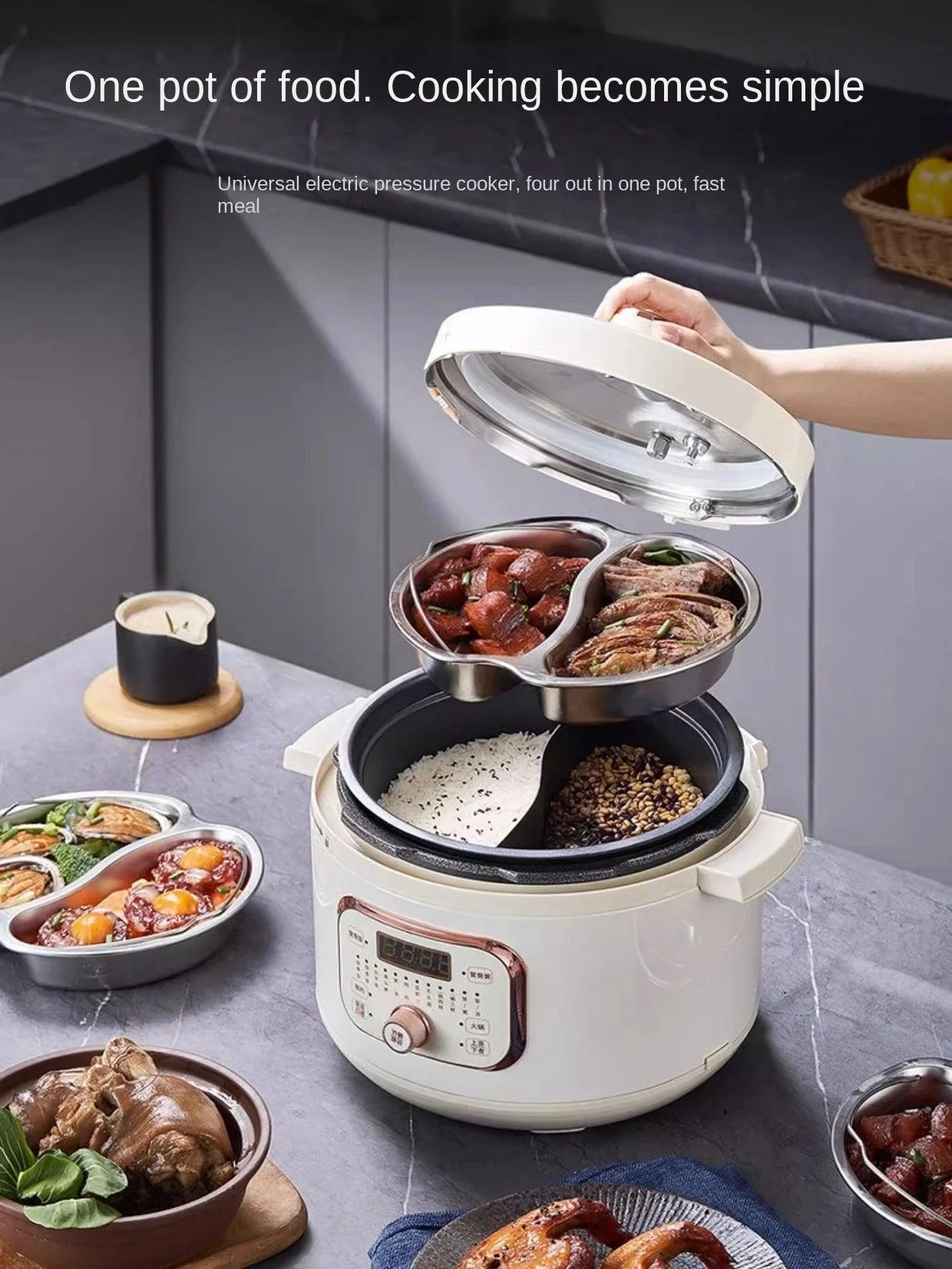 220V Electric Pressure Cooker - 2-in-1 Multifunctional Non-Stick Rice Cooker with Steamer