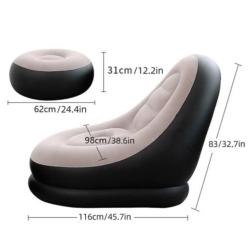 Inflatable Lazy Sofa Chair - Foldable PVC Flocking Lounge Set