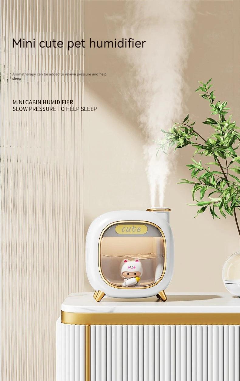 Mini USB Double Spray Humidifier - Night Light Aroma Hydration Device for Home and Bedroom